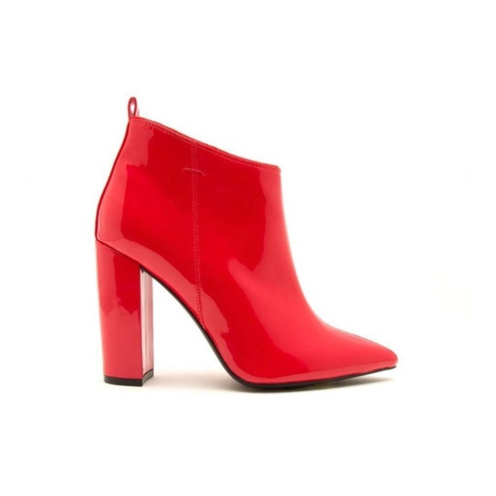 Red Patent Ankle Booties - Picture 2 of 8